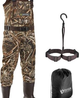 OXYVAN Duck Hunting Waders with 600G Rubber Boots Insulated,Neoprene Realtree MAX-7 Camo Fishing Chest Waders for Men & Women