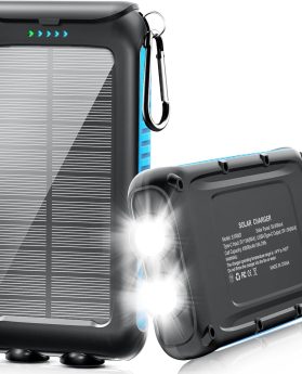 Solar-Charger-Power-Bank-49800mAh Portable Solar Phone Charger with LED Flashlight/15W Fast Charge USB C Waterproof External Backup Battery Pack for All Cell Phones & Electronic Devices